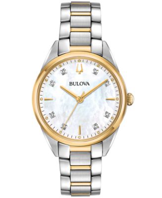 Bulova Women's Sutton Diamond-Accent Two-Tone Stainless Steel Bracelet  Watch 32.5mm - Macy's