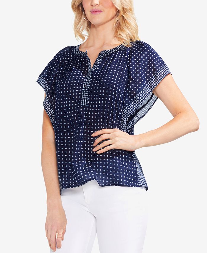 Vince Camuto Printed Flutter-Sleeve Top - Macy's