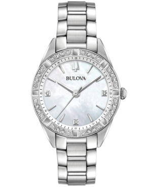 image of Bulova Women-s Sutton Diamond (1/10 ct. t.w.) Stainless Steel Bracelet Watch 32.5mm