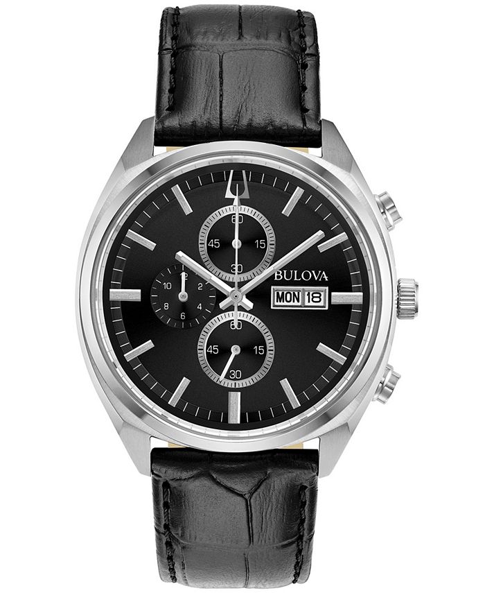Bulova Men s Chronograph Classic Surveyor Black Leather Strap