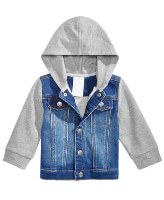 First Impressions Baby Boys Layered-Look Hooded Denim Bomber Jacket ...