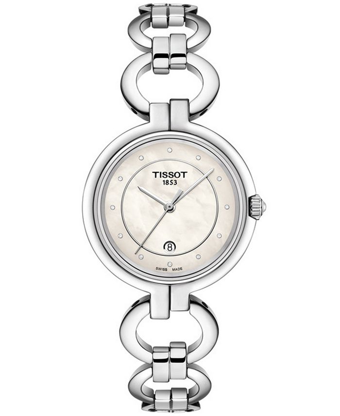 Tissot - Women's Swiss T-Lady Flamingo Diamond-Accent Gray Stainless Steel Bracelet Watch 26mm