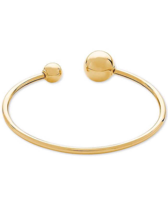 Italian Gold Polished Bead Cuff Bracelet in 14k Gold - Macy's