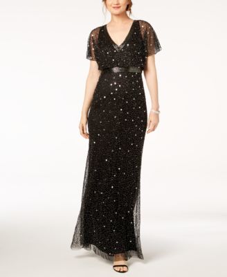 adrianna papell petite beaded blouson gown