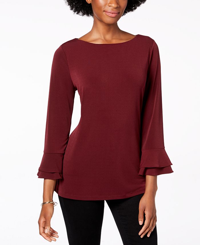 Charter Club Layered-Sleeve Boat-Neck Top, Created for Macy's - Macy's