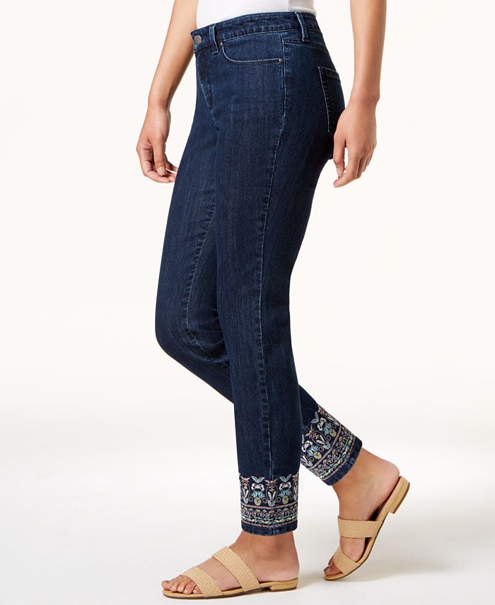 Charter Club Bristol Skinny EmbroideredAnkle Jeans, Created for Macy's