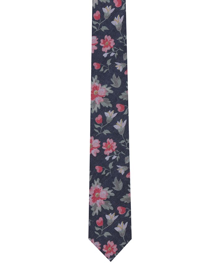 Bar III Men's Yawning Floral Skinny Tie, Created for Macy's Macy's