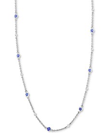 EFFY® Emerald (1-1/4 ct. t.w.) & Diamond (1/8 ct. t.w.) Station Collar Necklace in 14k White Gold (Also Available in Tanzanite)
