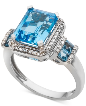 image of Blue Topaz (4-1/3 ct. t.w.) & Diamond (1/4 ct. t.w.) in 14k White Gold