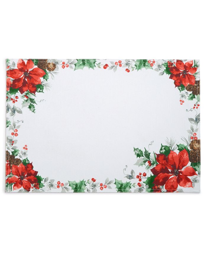 Bardwil CLOSEOUT! Christmas Poinsettia Watercolor 13" x 70" Placemat