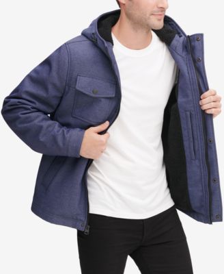 levi's men's soft shell hooded trucker jacket with sherpa fleece lining