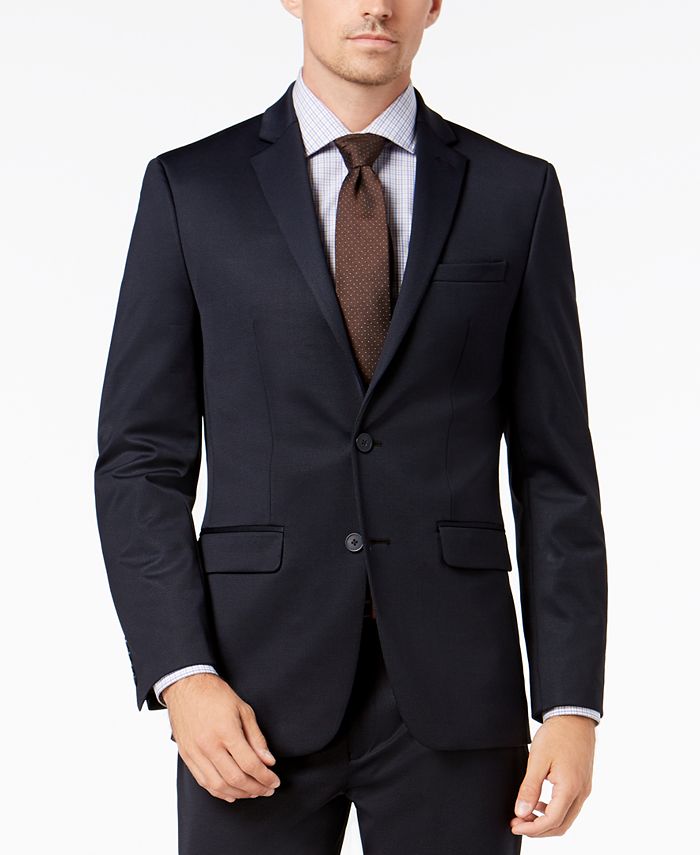 Van Heusen Flex Men's Slim-Fit Stretch Navy Tic Suit - Macy's