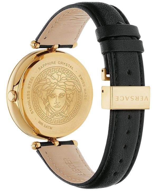 Versace Women's Swiss Palazzo Empire Black Leather Strap ...