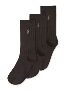 image of Polo Ralph Lauren Big Boys Ribbed Dress Socks, 3-Pair