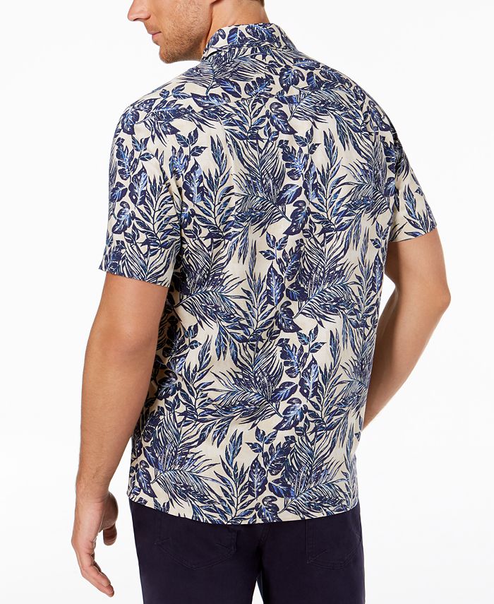Tasso Elba Men's Silk Blend Leaf-Print Shirt, Created for Macy's - Macy's