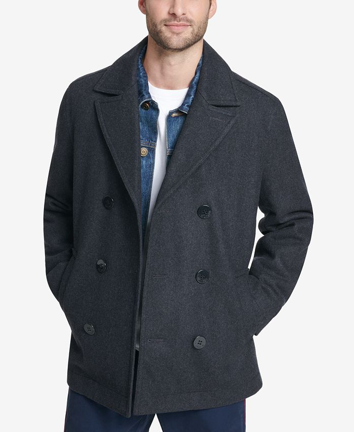 Tommy Hilfiger Men's Double-Breasted Wool Peacoat, Created Macy's - Macy's