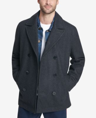Tommy Hilfiger Men's Double-Breasted Wool Peacoat, Created for Macy's ...