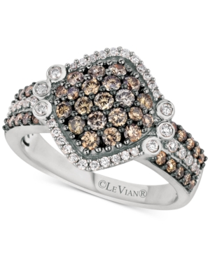 image of Le Vian Chocolatier Diamond Cluster Ring (1-1/8 ct. t.w.) in 14k White Gold