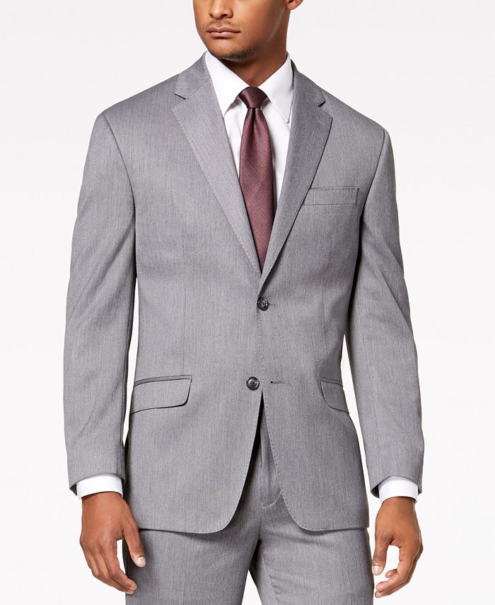 Sean John Men's Classic-Fit Stretch Gray Tic Suit Jacket - Macy's