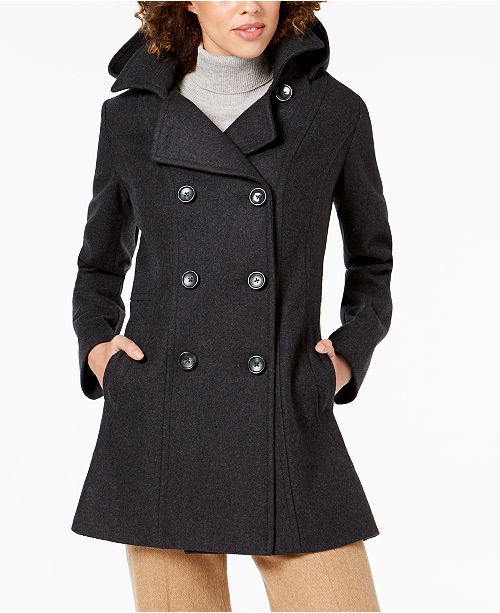 Nautica Double Breasted Hooded Peacoat Reviews Coats Women