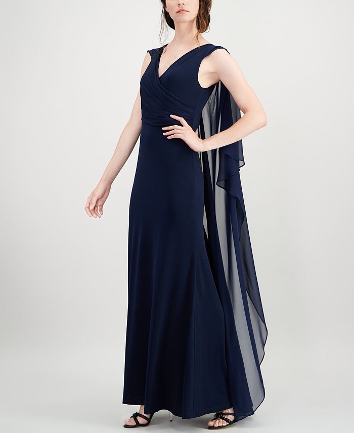 Calvin Klein Chiffon Cape Gown Macys 8423