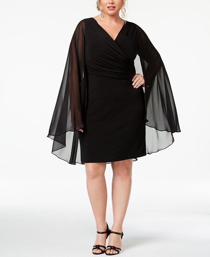 Calvin Klein Plus Size Surplice Cape Dress - Macy's