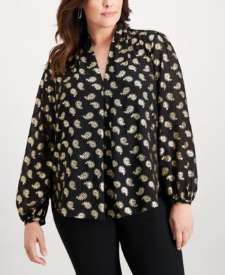 Michael Kors - Plus Size Foil-Print Blouse