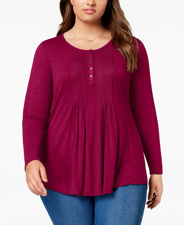 Style & Co Plus Size Pintuck Top, Created for Macy's - Macy's