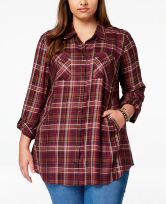 Style & Co Plus Size Plaid Tunic, Created for Macy's & Reviews - Tops ...