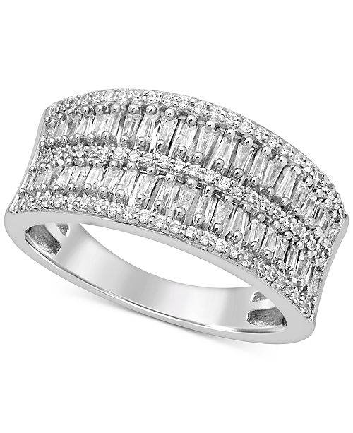 Macy S Diamond Baguette Band 1 2 Ct T W In 14k White Gold Reviews Rings Jewelry Watches Macy S