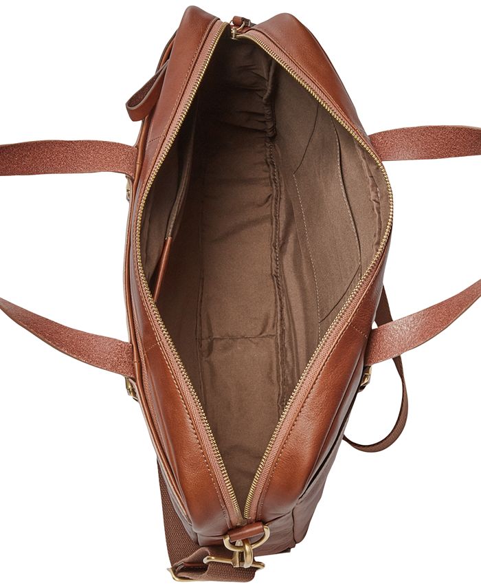 Fossil Men's Haskell Leather Utility Briefcase Macy's