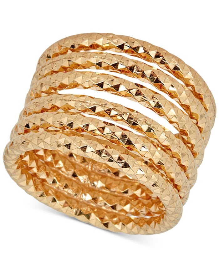 Italian Gold Textured Multi-Band Ring in 14k Gold-Plated Sterling Silver
