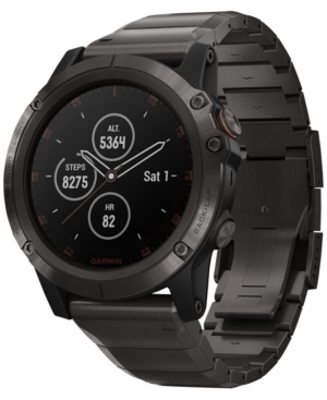 image of Garmin Unisex fenix 5x Plus Gray Silicone Strap Smart Watch 51mm
