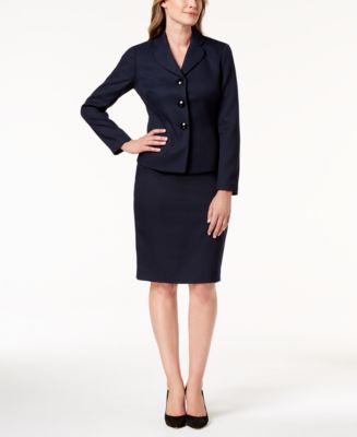 Le Suit Three-Button Skirt Suit - Macy's