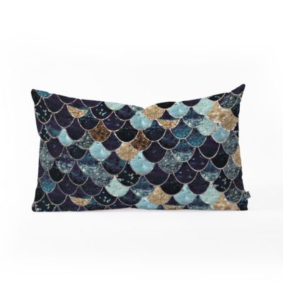 Deny Designs - Monika Strigel Really Mermaid Mystic Blue Oblong Throw Pillow