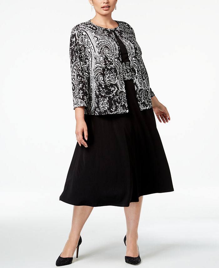 Jessica Howard Plus Size Midi Dress & Paisley Jacket - Macy's