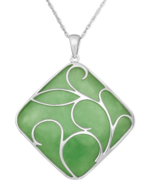 image of Sterling Silver Necklace, Jade Swirl Overlay Pendant
