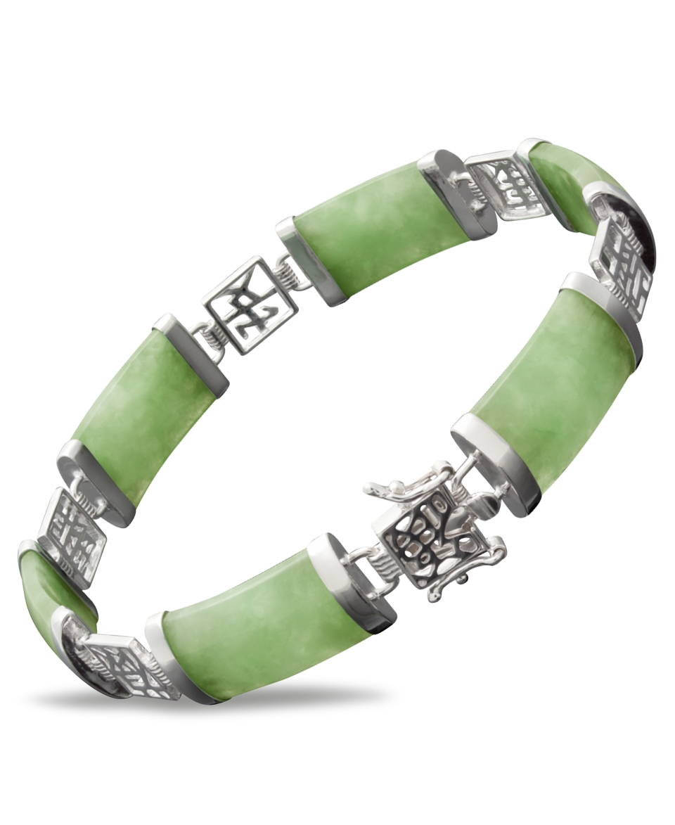 Sterling Silver Bracelet, Jade Link Bracelet   Bracelets   Jewelry