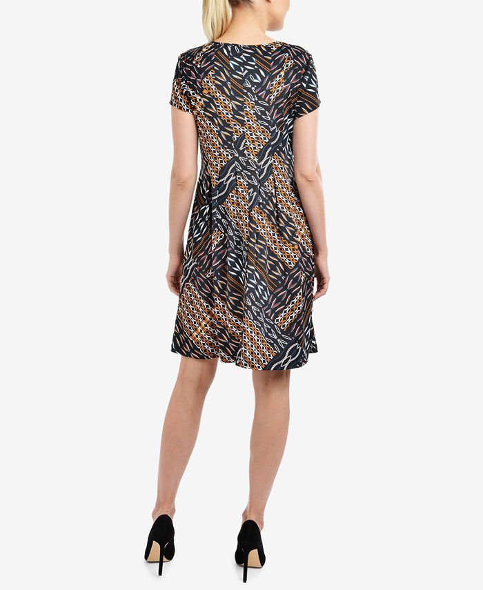 NY Collection Printed Pleated Dress - Macy's