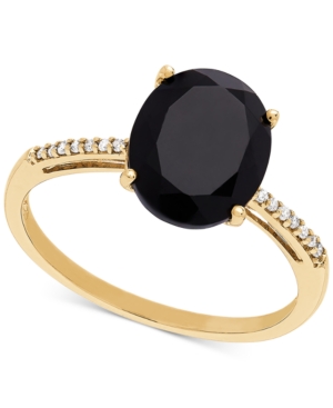 image of Onyx (10 x 8mm) & Diamond Accent Ring in 14k Gold