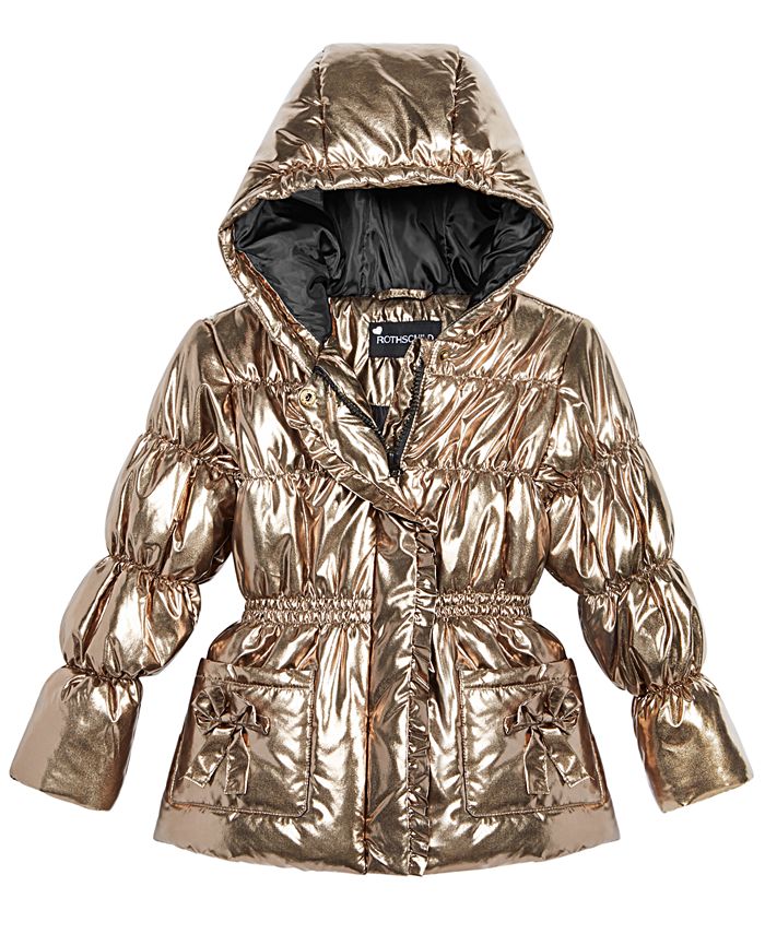 S Rothschild & CO S. Rothschild Little Girls Hooded Metallic Puffer ...