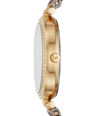 Michael Kors Women's Maci Brown Leather Strap Watch 34mm, Created for Macy's