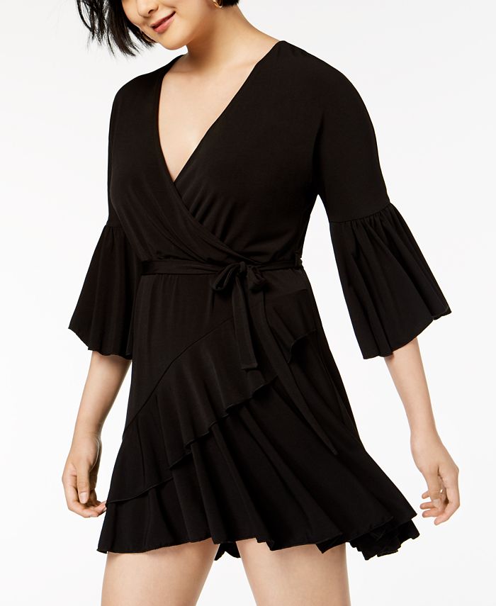 Darcy – Linen Wrap Dress with Ruffled V-Neckline