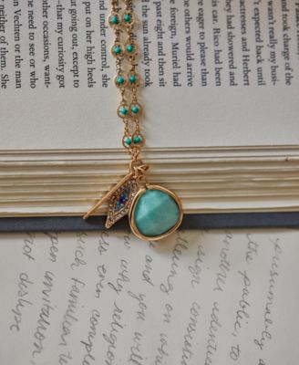 Gold-Tone Stone & Evil Eye Charm Pendant Necklace, 32" + 3" extender