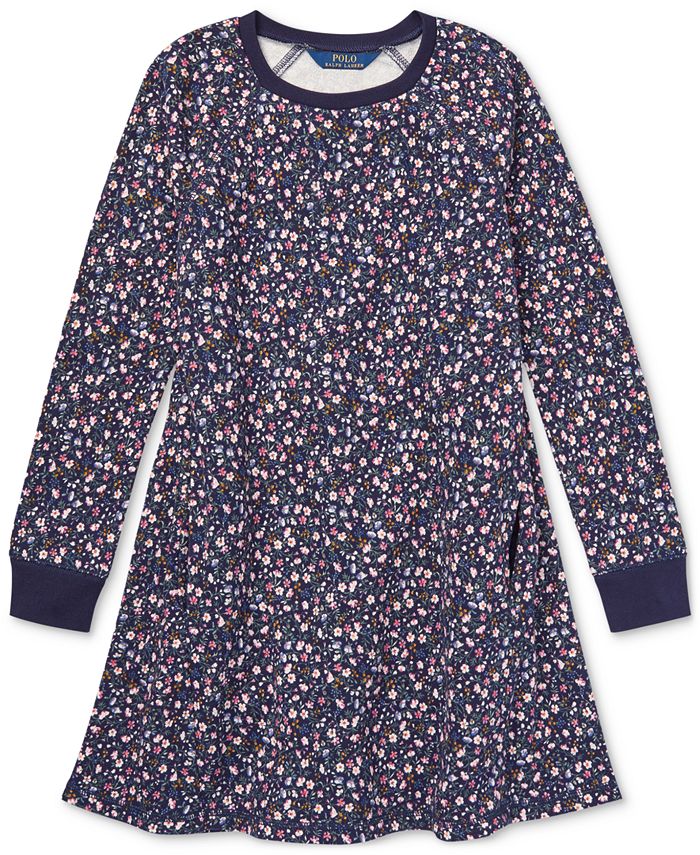 Polo Ralph Lauren Big Girls Floral-Print Cotton French Terry Dress - Macy's