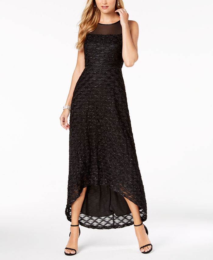 Connected Glitter-Embellished High-Low Illusion Gown - Macy's