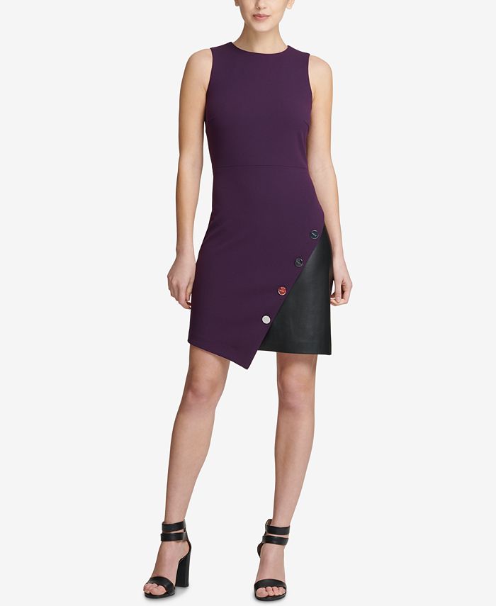 DKNY Asymmetrical Colorblocked Sheath Dress, Created for Macy's Macy's