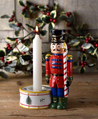 Spode Christmas Tree Nutcracker Candle Holder, Red