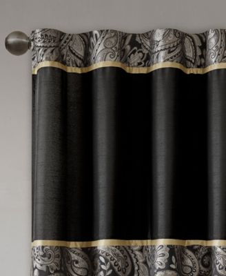 Aubrey Jacquard Room Darkening Curtains, Faux Silk Paisley for Bedroom and Living Room, 84 inch length 2 panels set, Width 50 length 84 inches, Blue/Brown Window Panel