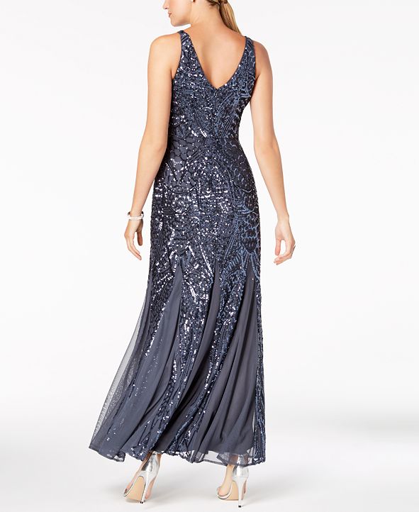 Nightway Sequined Mesh Gown & Reviews - Dresses - Women - Macy's